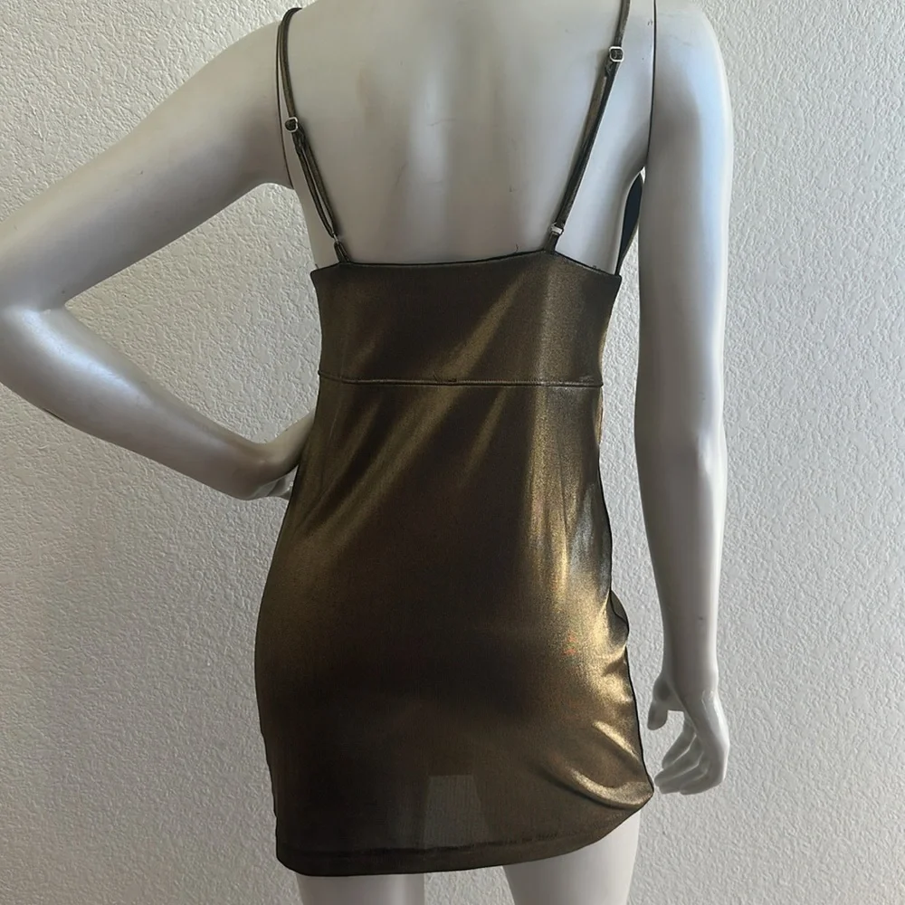 Intimately by Free People Look Good Fell Good Gold Metallic Mini Dress
